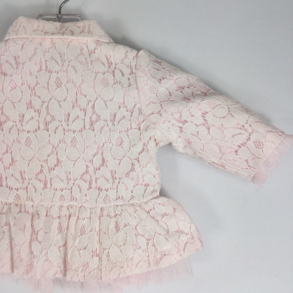 Wendy Bellissimo Baby Girls Pink Lace Jacket With Tulle Trim 6 Months - Picture 8 of 10
